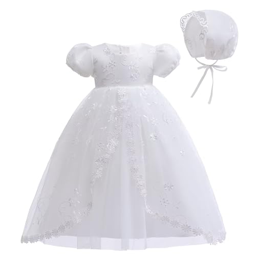 Leideur Baby Girl Taufkleid Lang Segenskleider Weiß Formale Brautkleider Besondere Anlässe Kleid für Neugeborene (Weiß 4, 18 Monate) von Leideur