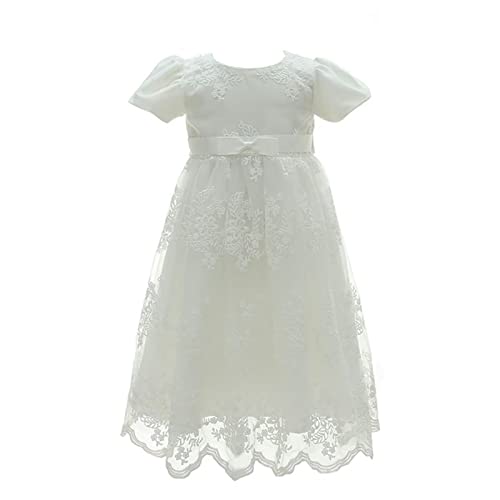 Leideur Baby Lange Taufkleider weiß Taufe Kleid besondere Anlässe Kleider für Mädchen Geburtstag (6 Monate, Weiß 4) von Leideur