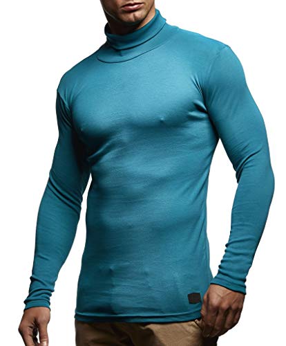 Herren Rollkragenpullover Pullover Rollkragen Hoodie T-Shirt Slim Fit (L, Grün) von Leif Nelson