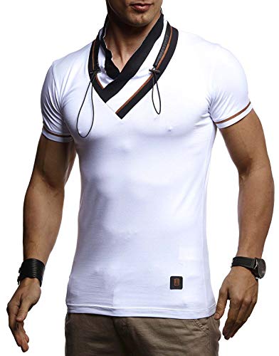LEIF NELSON Herren stylisch V-Ausschnitt T-Shirt Modern Sweatshirt Hoodie Pullover Pullover Pullover Polo Sommer Slim Fit LN4860 , Weiß , XXL von Leif Nelson