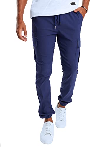 Leif Nelson Cargohose Herren Jeans Chino Cargo Hose Stretch Jeanshosen Jogger Chinohose Männer Freizeithose Jungen Slim Fit BS-5001 Blau Medium von Leif Nelson