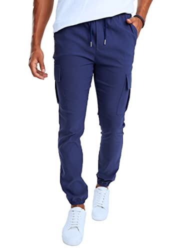 Leif Nelson Cargohose Herren Jeans Chino Cargo Hose Stretch Jeanshosen Jogger Chinohose Männer Freizeithose Jungen Slim Fit BS-5001 Dunkel Blau Large von Leif Nelson
