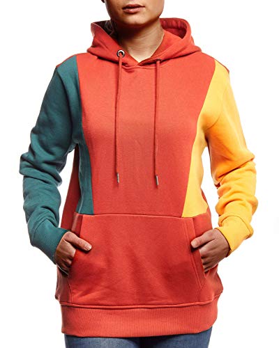 Leif Nelson Damen Pullover Hoodie Pulli mit Kapuze Kapuzenpullover für Frauen Oberteile Longsleeve Sweatshirt Langarm Slim Fit LN8438 Größe L Tile von Leif Nelson