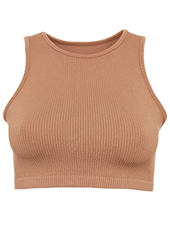 Leif Nelson Damen Seamless Crop Top ärmellos Fitness Top Seamless Damen von Leif Nelson