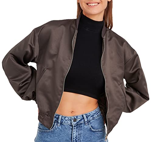 Leif Nelson Damen leichte Jacke kurze Freizeitjacke Übergangsjacke Bomberjacke Bomber Mädchen Pilotenjacke Women Jacket Anthrazit L von Leif Nelson