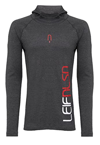 Leif Nelson Gym Herren Fitness Langarm-Shirt Funktionsshirt Kapuzenshirt Slim Fit Männer Bodybuilder Trainingsshirt Hoodie Sportshirt Bodybuilding Training LN8287 Anthrazit-Rot XX-Large von Leif Nelson