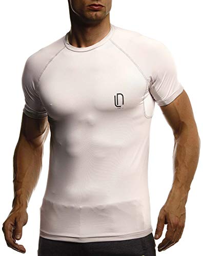 Leif Nelson Gym Herren Fitness T-Shirt Slim Fit Moderner Männer Bodybuilder Trainingsshirt Kurzarm Top Herren Sport T-Shirt - Bekleidung für Bodybuilding Training LN8326 Grau-Schwarz Large von Leif Nelson