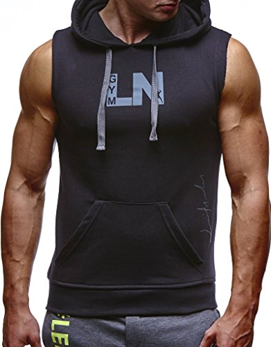 Leif Nelson Gym Herren Fitness T-Shirt Weste Trainingsshirt LN06260; Größe S, Schwarz-Anthrazit von Leif Nelson