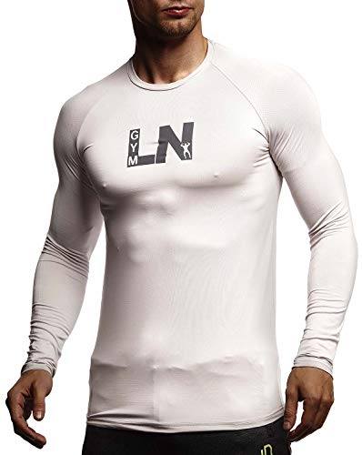 Leif Nelson Gym Herren Fitness T-Shirt für Sport Fitness Freizeit Slim Fit Männer Bodybuilder Trainingsshirt Kurzarm Sportshirt Bekleidung für Bodybuilding Training LN6316 Grau-Schwarz Large von Leif Nelson