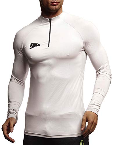 Leif Nelson Gym Herren Fitness T-Shirt für Sport Fitness Freizeit Slim Fit Männer Bodybuilder Trainingsshirt Kurzarm Sportshirt Bekleidung für Bodybuilding Training LN6319 Grau-Schwarz Small von Leif Nelson