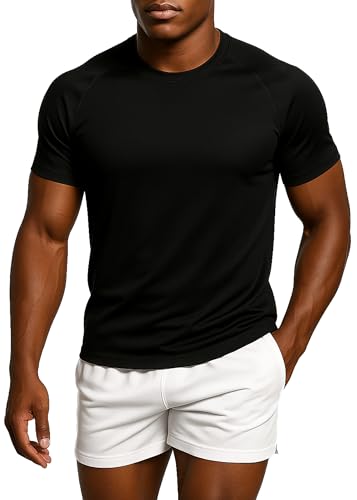 Leif Nelson Gym Herren Sport T-Shirt atmungsaktiv, Funktionsshirt Kurzarm mit Raglan-Ärmeln, schnelltrocknend & leicht für Training, Fitness, Laufen, Outdoor, Schwarz XL Leif Nelson Gym Herren Sport T-Shirt atmungsaktiv, Funktionsshirt Kurzarm mit Raglan-Ärmeln, schnelltrocknend & leicht für Training, Fitness, Laufen, Outdoor, Schwarz XL von Leif Nelson