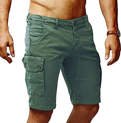 Leif Nelson Herren Cargo Hose Shorts Sommer Kurze Hose Chino Bermuda Stretch Slim Fit LN1345; W30; Khaki von Leif Nelson