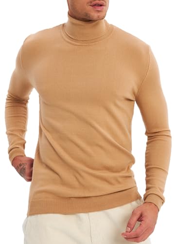 Leif Nelson Herren Feinstrick Rollkragenpullover – Leichter Strickpullover mit Rollkragen – Eleganter Pullover für Herbst und Winter – Männer Sweater für Freizeit und Business Braun Small von Leif Nelson