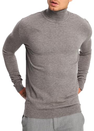 Leif Nelson Herren Feinstrick Rollkragenpullover – Leichter Strickpullover mit Rollkragen – Eleganter Pullover für Herbst und Winter – Männer Sweater für Freizeit und Business Grau Medium von Leif Nelson