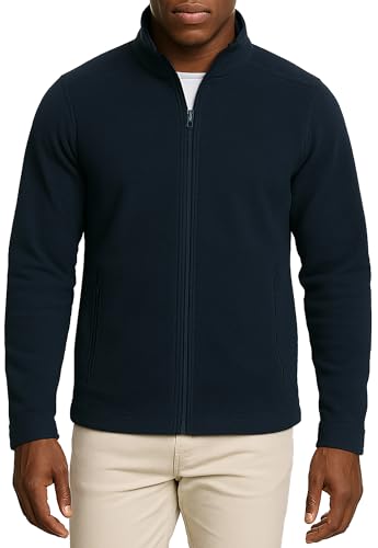 Leif Nelson Herren Fleecejacke, Leicht, Anti-Pilling, Outdoor Übergangsjacke mit Reißverschluss-Taschen, Jacke für Freizeit & Sport, Blau Größe XXL von Leif Nelson