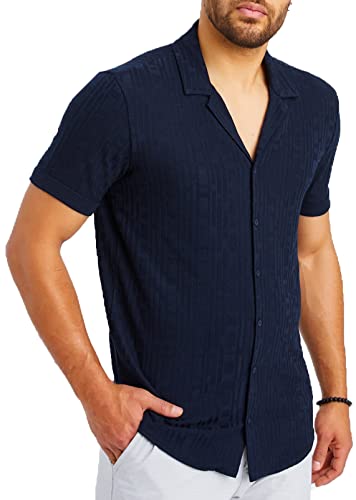 Leif Nelson Herren Hemd Kurzarm Sommer T-Shirt Strandhemd Männer Freizeithemd Kurzarmhemd Jungen Sommerhemd Basic Shirt Freizeit Sweater LN55675 Blau Größe S von Leif Nelson