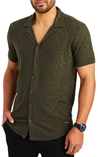 Leif Nelson Herren Hemd Kurzarm Sommer T-Shirt Strandhemd Männer Freizeithemd Kurzarmhemd Jungen Sommerhemd Basic Shirt Freizeit Sweater LN55675 Khaki Größe M von Leif Nelson