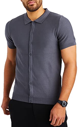 Leif Nelson Herren Hemd Kurzarm Sommer T-Shirt Strandhemd Männer Freizeithemd Kurzarmhemd Jungen Sommerhemd Basic Shirt Freizeit Sweater LN7675 Anthrazit Größe L von Leif Nelson