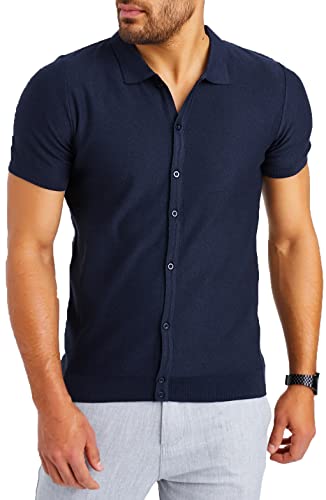 Leif Nelson Herren Hemd Kurzarm Sommer T-Shirt Strandhemd Männer Freizeithemd Kurzarmhemd Jungen Sommerhemd Basic Shirt Freizeit Sweater LN7675 Blau Größe XXL von Leif Nelson