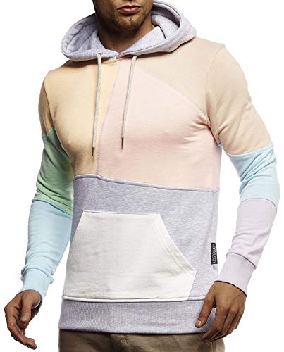 Leif Nelson Herren Hoodie Pullover für Männer mit Kapuze Pulli Kapuzenpullover Slim Fit Longsleeve Sweatshirt Langarm LN8344 XXL Mint von Leif Nelson