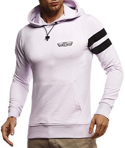 Leif Nelson Herren Hoodie Pullover mit Kapuze Kapuzenpullover für Männer Pulli LN8334 L Lila von Leif Nelson