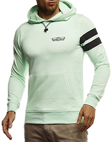 Leif Nelson Herren Hoodie Pullover mit Kapuze Kapuzenpullover für Männer Pulli LN8334 S Mint von Leif Nelson