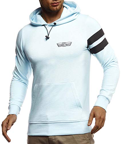 Leif Nelson Herren Hoodie Pullover mit Kapuze Kapuzenpullover für Männer Pulli LN8334 XXL Blau von Leif Nelson