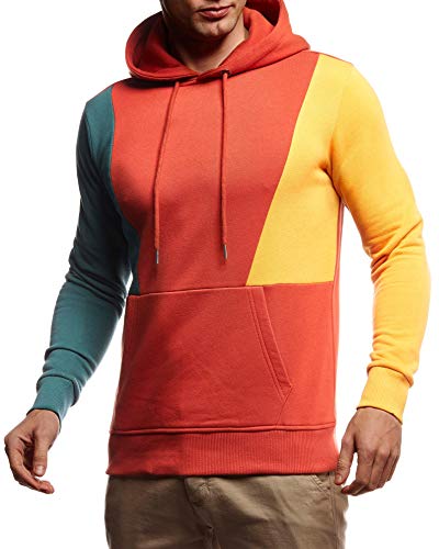 Leif Nelson Herren Hoodie Pullover mit Kapuze Kapuzenpullover für Männer Pulli Longsleeve Sweatshirt Langarm Slim Fit LN8348; Größe L, Tile von Leif Nelson