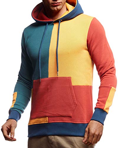 Leif Nelson Herren Hoodie Pullover mit Kapuze Kapuzenpullover für Männer Pulli Longsleeve Sweatshirt Langarm Slim Fit LN8349; Größe M, Bunt von Leif Nelson