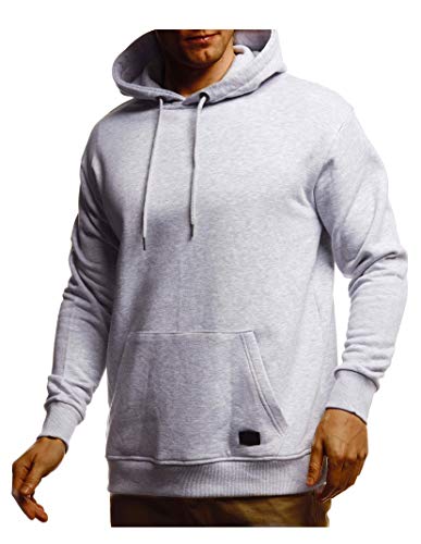 Leif Nelson Herren Hoodie Pullover mit Kapuze Oversize Kapuzenpullover für Männer Pulli Longsleeve Sweatshirt Kaputze Langarm LN8351 Größe L Grau Melange von Leif Nelson