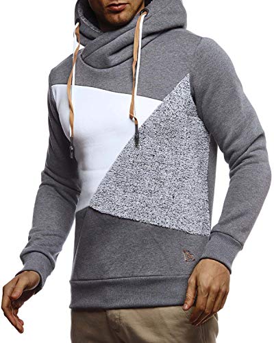 Leif Nelson Herren Hoodie Teddy Fleece Pullover mit Kapuze Kapuzenpullover für Männer Pulli Longsleeve Sweatshirt Langarm Slim Fit LN8285 Größe S Anthrazit von Leif Nelson