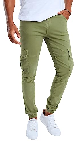 Leif Nelson Herren Hose Jeans Jeanshose Chino Cargo Chinohose Jogger Freizeithose Slim Fit LN9285; W36L30, Khaki von Leif Nelson