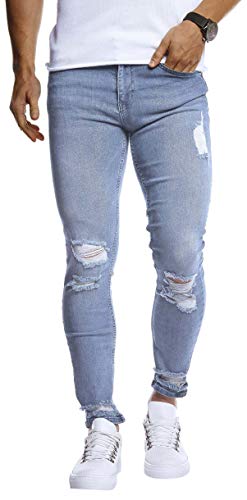 Leif Nelson Herren Hose Jeans Stretch Jeanshose Chino Cargo Hose Jogger Freizeithose Denim Slim Fit LN9145BL W29L34 Hell Blau von Leif Nelson