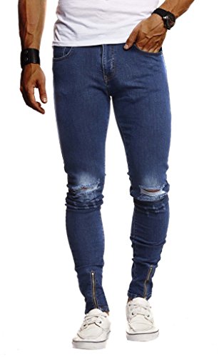 Leif Nelson Herren Jeans Hose Slim Fit Denim Blaue graue Lange Jeanshose für Männer Coole Jungen weiße Stretch Freizeithose Schwarze Cargo Chino Sommer Winter Basic LN9265 Blau W34/L32 von Leif Nelson