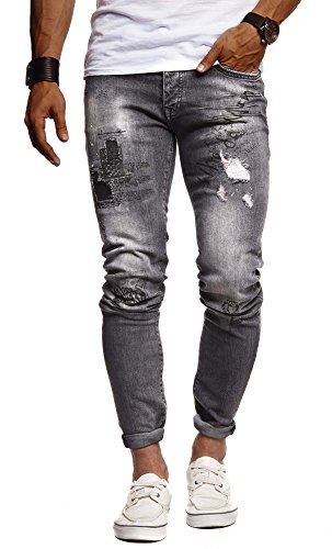 Leif Nelson Herren Jeans Hose Slim Fit Denim Blaue graue Lange Jeanshose für Männer Coole Jungen weiße Stretch Freizeithose Schwarze Cargo Chino Sommer Winter Basic LN9315 Schwarz W29/L30 von Leif Nelson