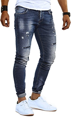 Leif Nelson Herren Jeans Hose Slim Fit Denim Blaue graue Lange Jeanshose für Männer Coole Jungen weiße Stretch Freizeithose Schwarze Cargo Chino Sommer Winter Basic LN9910 Blau W29/L32 von Leif Nelson