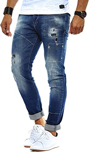 Leif Nelson Herren Jeans Hose Slim Fit Denim Blaue graue Lange Jeanshose für Männer Coole Jungen weiße Stretch Freizeithose Schwarze Cargo Chino Sommer Winter Basic LN9925BL Blau W29/L32 von Leif Nelson