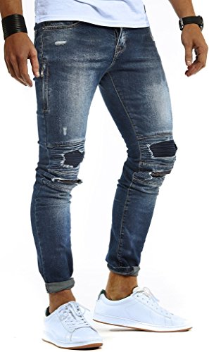 Leif Nelson Herren Jeans Hose Slim Fit Denim Blaue graue Lange Jeanshose für Männer Coole Jungen weiße Stretch Freizeithose Schwarze Cargo Chino Sommer Winter Basic LN9935BL Blau W30/L30 von Leif Nelson