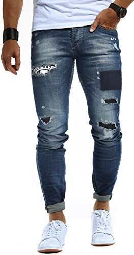 Leif Nelson Herren Jeans Hose Slim Fit Denim Blaue graue Lange Jeanshose für Männer Coole Jungen weiße Stretch Freizeithose Schwarze Cargo Chino Sommer Winter Basic LN9960BL Blau W30/L32 von Leif Nelson