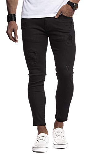 Leif Nelson Herren Jeans-Hose Slim Fit Moderne Denim Freizeithose für Männer Moderne Stretch weiße Jeanshose schwarz LN9100BL; W29L32, Schwarz von Leif Nelson