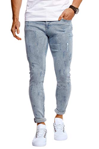 Leif Nelson Herren Jeans Hose Slim Fit Stretch Jeanshose für Männer LN1003 Hell Blau W31/L32 von Leif Nelson
