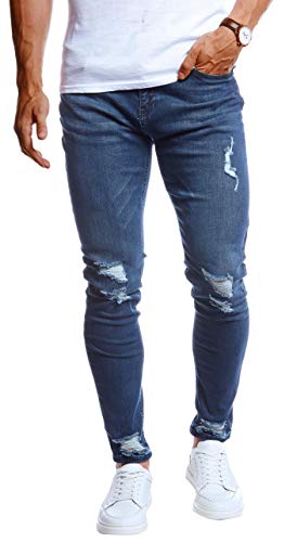 Leif Nelson Herren Jeans Hose Stretch Jeanshose Chino Cargo Hose Jogger Freizeithose Slim Fit LN9145 W29L32 Blau Grünstich von Leif Nelson