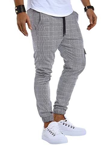 Leif Nelson Herren Jogger Chinos Cargo Stretch Jogging Männer Basic Jogg Cargohose Streifen Jogginghose Jungen Freizeithose Jeans-Hosen Sweatpants Streifen Chinohosen LN8291 Grau Medium von Leif Nelson