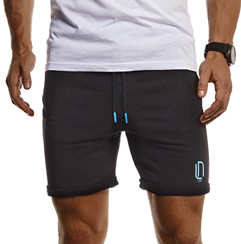 Leif Nelson Herren Jogging Shorts Kurze Trainingshose Sporthose Slim Fit Männer Kurze Fitnesshose Jogginghose Fitness-Short für Training Sport Bodybuilding LN8299; XXL; Schwarz-Türkis von Leif Nelson