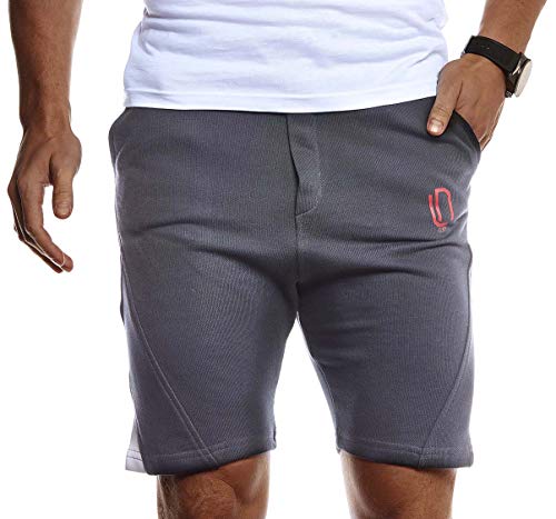 Leif Nelson Herren Jogging Shorts Kurze Trainingshose Sporthose Slim Fit Männer Kurze Fitnesshose Jogginghose Fitness-Short für Training Sport Bodybuilding LN8329 L Anthrazit-Rot von Leif Nelson