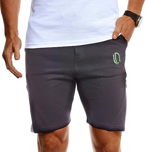 Leif Nelson Herren Jogging Shorts Kurze Trainingshose Sporthose Slim Fit Männer Kurze Fitnesshose Jogginghose Fitness-Short für Training Sport Bodybuilding LN8329 L Schwarz-Grün von Leif Nelson