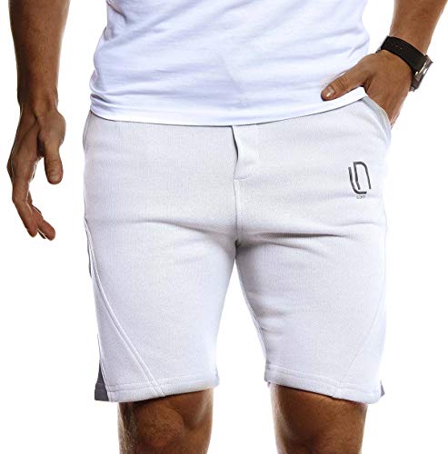 Leif Nelson Herren Jogging Shorts Kurze Trainingshose Sporthose Slim Fit Männer Kurze Fitnesshose Jogginghose Fitness-Short für Training Sport Bodybuilding LN8329 M Grau-Anthrazit von Leif Nelson