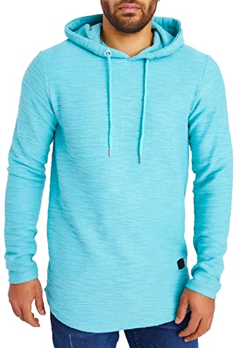 Leif Nelson Herren Kapuzenpullover Slim Fit 100% Baumwolle Basic Männer Hoodie Kapuzenshirt Pulli Langarm Jungen schwarzer Pullover-Shirt mit Kapuze LN6300 Mint Medium von Leif Nelson