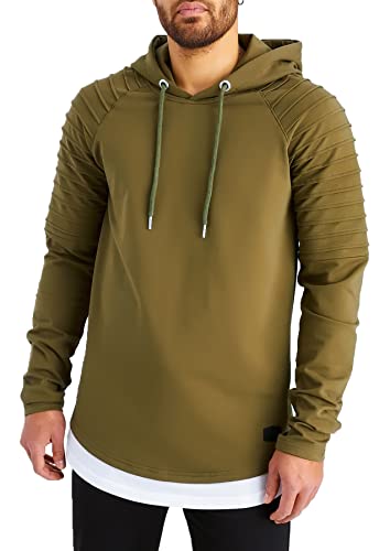 Leif Nelson Herren-Slim-Fit-Baumwoll-Hoodie | Lange Ärmel Klassisches, stilvolles, hautfreundliches Sweatshirt | L | Khaki von Leif Nelson