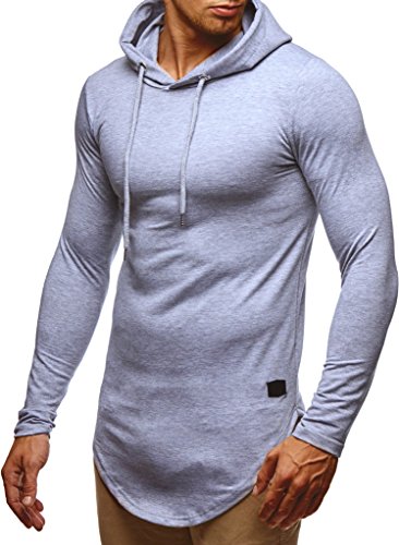 Leif Nelson Herren Kapuzenpullover Slim Fit Baumwolle-Anteil Moderner weißer Herren Hoodie-Sweatshirt-Pulli Langarm Herren schwarzer Pullover-Shirt mit Kapuze LN6365 Grau XX-Large von Leif Nelson